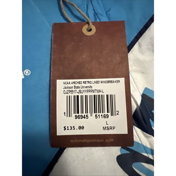 Large Mitchell Ness Jackson State Windbreaker Jacket Mens JSU Tigers - Picture 2 of 9